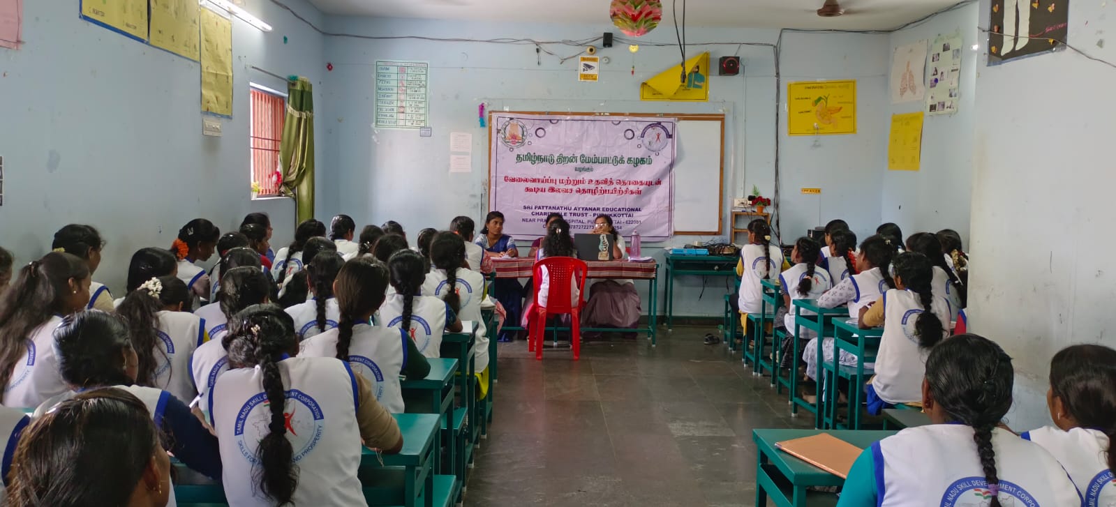 Students gathered for a classroom program organized by the trust