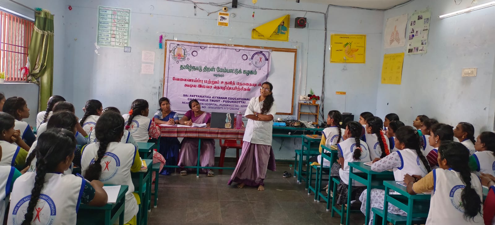 Awareness program conducted for students in a classroom
