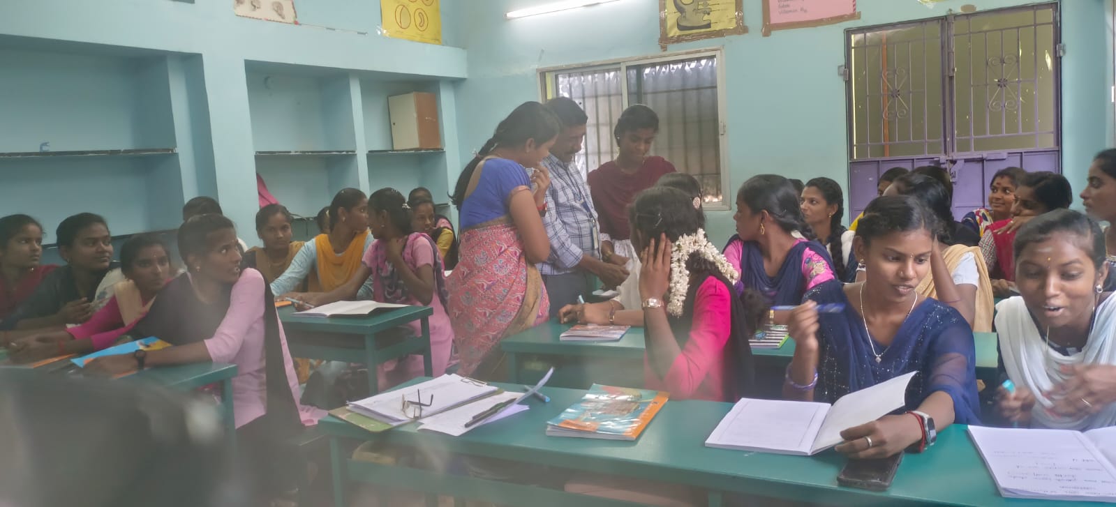 Students participating in a group learning activity